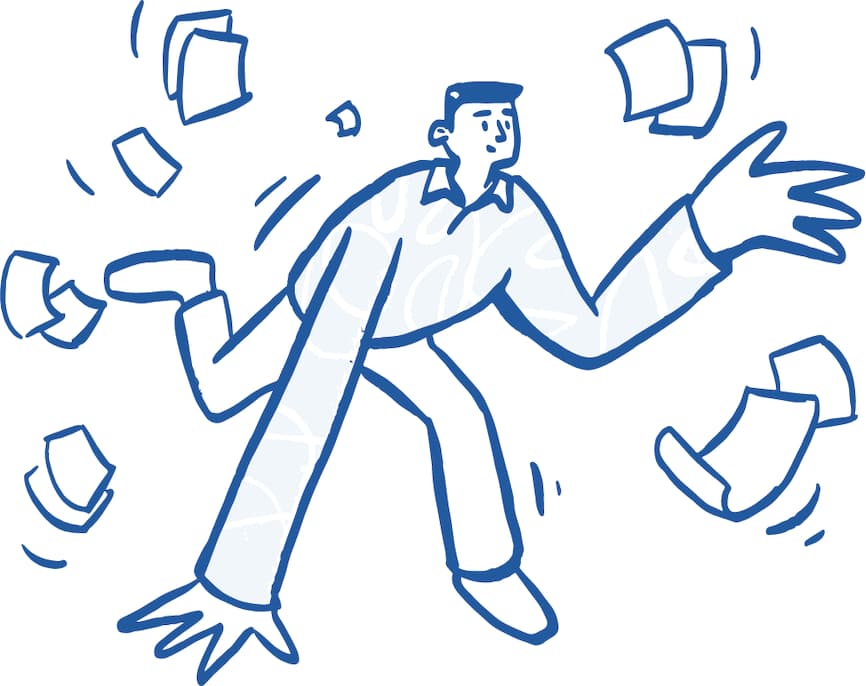 Person with a lot of documents